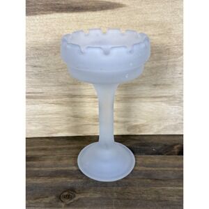 Vintage PartyLite Frosted Glass Castle Turret Candle Holder Pedestal 7"